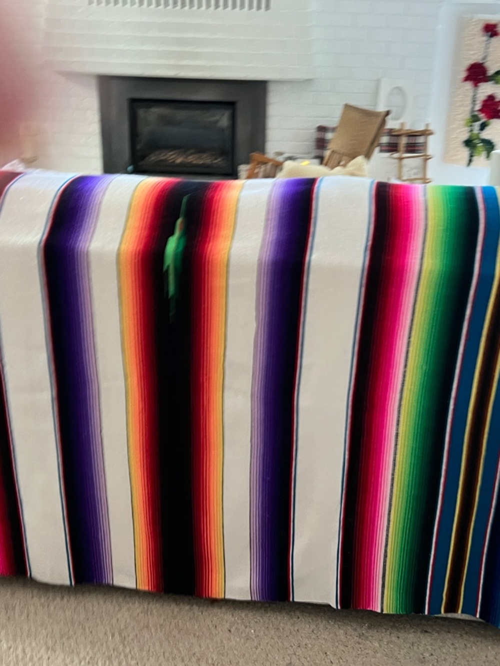 Mexican Throw Blanket Striped Bright Colours 60" x 82" Soft